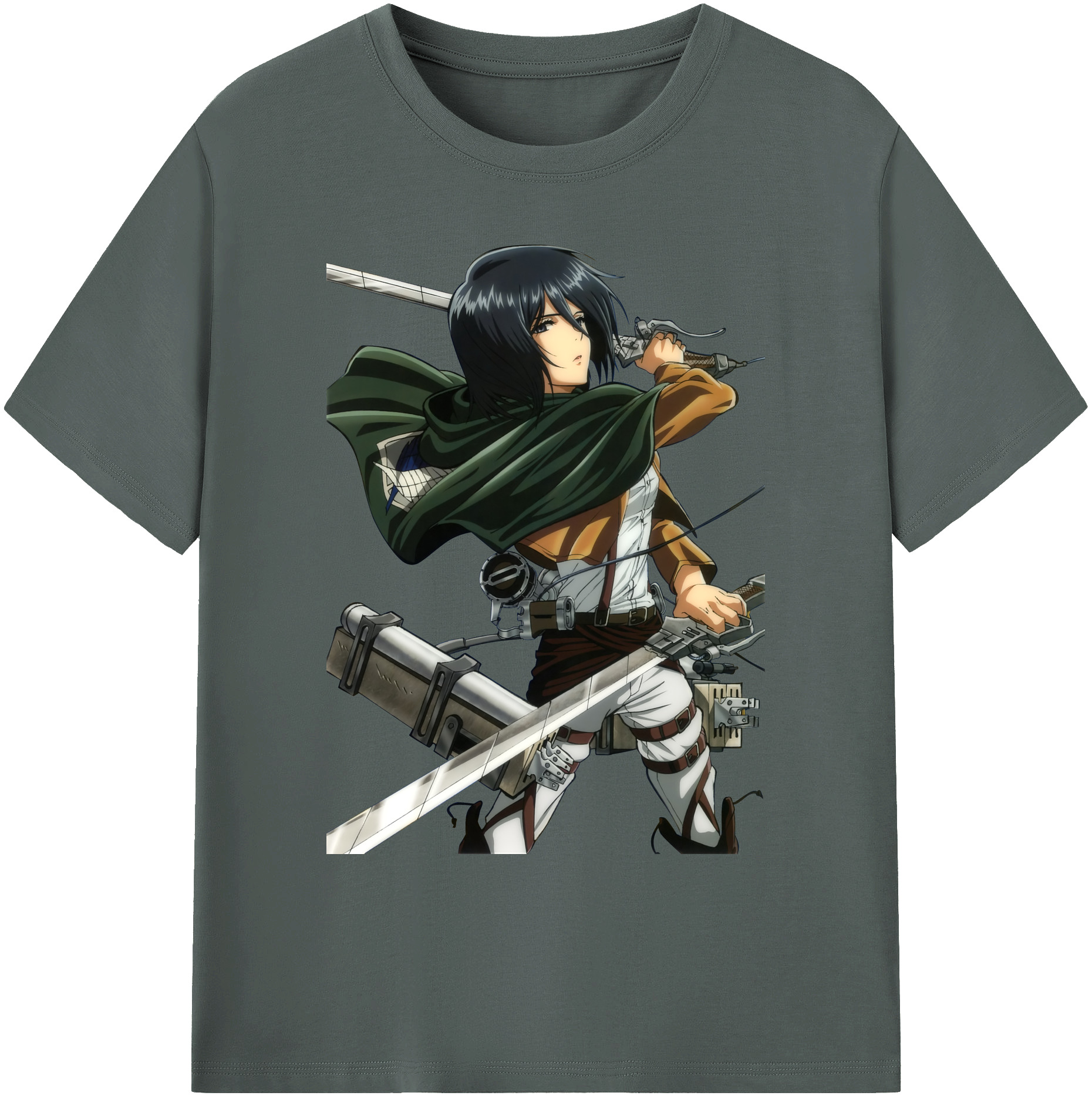 （画像用） 進撃の巨人 ミカサ·アッカーマン Attack on Titan Mikasa Ackerman 綿100％ メンズ半袖Tシャツ｜肌触りやわらか＆通気性